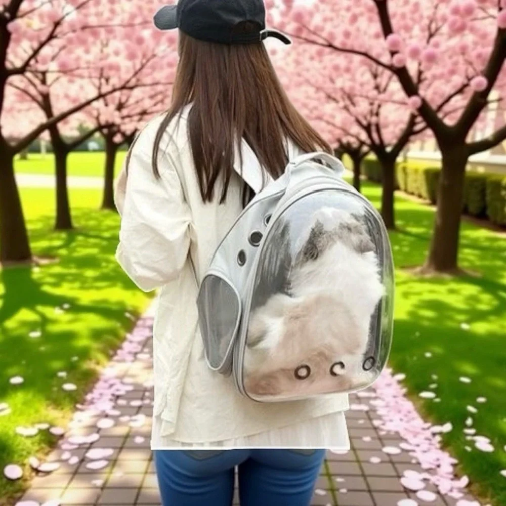 Gray | New! Space Capsule Pet Carrier Backpack – For Small Cats & Dogs